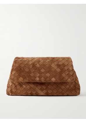 Bottega Veneta - Intrecciato Suede Clutch - Brown - One size