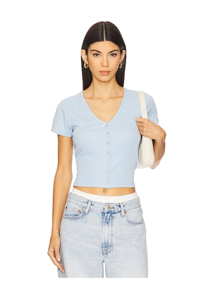 Goldie Pointelle Short Sleeve Cardigan in Baby Blue. Size L. Also in XL.