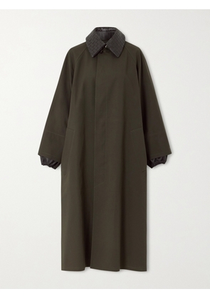 Bottega Veneta - Intrecciato Leather-trimmed Cotton-blend Trench Coat - Green - IT34,IT36,IT38,IT40,IT42