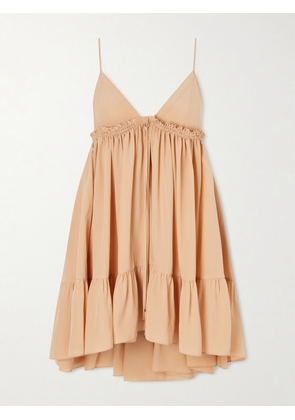Chloé - Tiered Silk-crepe Mini Dress - Neutrals - FR 34,FR 36,FR 38,FR 40,FR 42