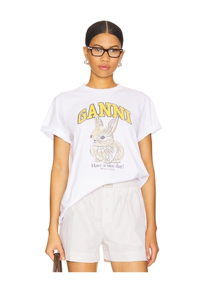 Ganni Basic Jersey Baby Bun Relaxed T- Shirt in White. Size S. Also in XS.