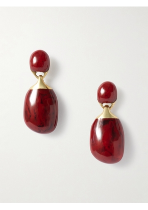 Dinosaur Designs - Small River Rock Gold-plated And Resin Earrings - Burgundy - One size