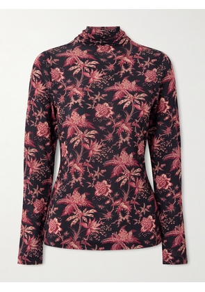 Ulla Johnson - Aurelia Floral-print Stretch-jersey Turtleneck Top - Black - x small,small,medium,large,x large