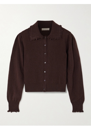 Ulla Johnson - Kalila Ruffled Cashmere Cardigan - Brown - x small,small,medium,large,x large