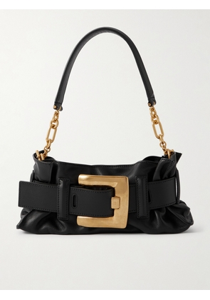 Balmain - Anthem Buckled Leather Shoulder Bag - Black - One size