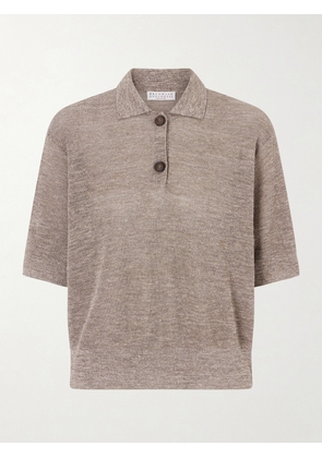 Brunello Cucinelli - Metallic-knit Polo Shirt - Brown - x small,small,medium,large,x large,xx large