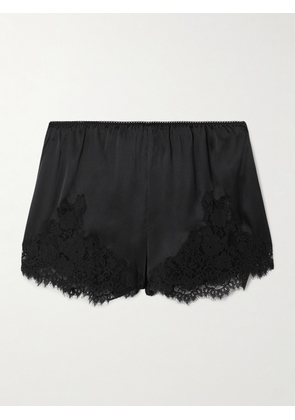 DÔEN - Iona Lace-trimmed Silk-satin Shorts - Black - xx small,x small,small,medium,large,x large