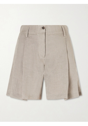 Brunello Cucinelli - Pleated Linen Shorts - Green - xx small,x small,small,medium,large,x large
