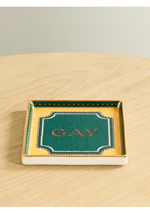 La DoubleJ - Gold-plated Porcelain Trinket Tray - Green - One size