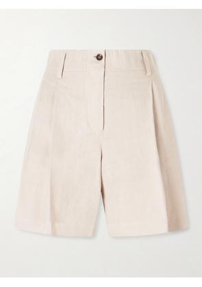 Brunello Cucinelli - Pleated Linen Shorts - Neutrals - xx small,x small,small,medium,large,x large