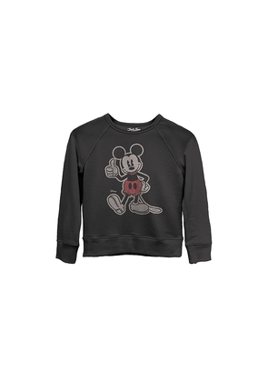 Junk Food Kids Mickey Thumbs Up Fleece Sweatshirt in Black. Size M. Also in S, XS.