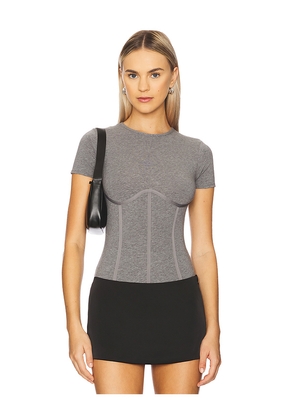 fleur du mal Organic Cotton T-Shirt Bodysuit in Grey. Size L. Also in M.