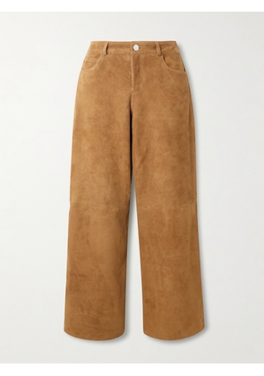 Nour Hammour - Milo Paneled Suede Wide-leg Pants - Brown - FR 34,FR 36,FR 38,FR 40,FR 42,FR 44