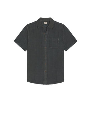Faherty Short Sleeve Palma Linen Shirt in Black. Size L. Also in S, XL/1X.