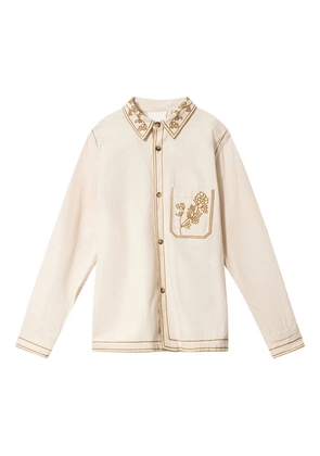 MARANT Rudy embroidered shirt jacket - Neutrals
