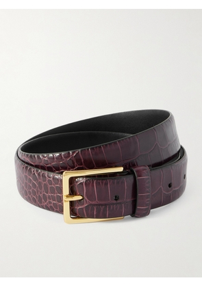 Anderson's - Croc-effect Leather Belt - Burgundy - 65,70,75,80,85,90