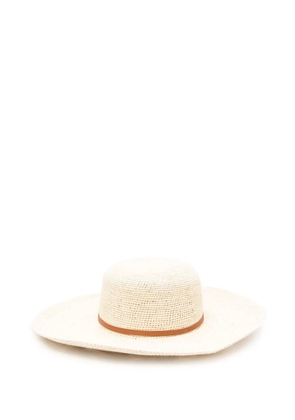 Borsalino leather-trimmed straw hat - Neutrals