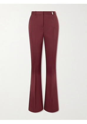Versace - Embellished Stretch-wool Flared Pants - Burgundy - IT36,IT38,IT40,IT42,IT44,IT46,IT48,IT50