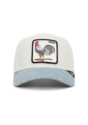 Goorin Brothers Rooster Fan Institution Ball Club Trucker Hat in White.