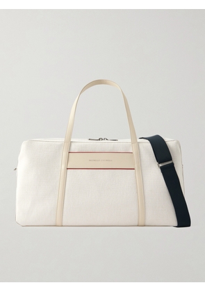 Brunello Cucinelli - Leather-trimmed Canvas Tennis Bag - Ecru - One size