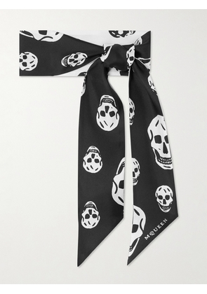 MCQUEEN - Printed Silk-twill Scarf - Black - One size