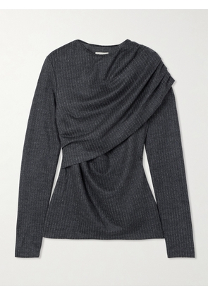 MARANT ÉTOILE - Asna Draped Wool And Cotton-blend Jersey Top - Gray - FR 34,FR 36,FR 38,FR 40,FR 42,FR 44