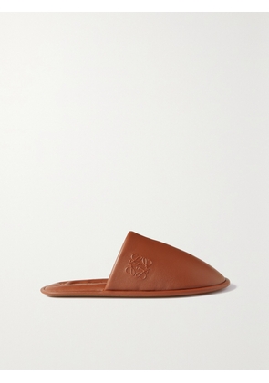 LOEWE - Logo-embossed Leather Slippers - Brown - IT35,IT36,IT37,IT38,IT39,IT40,IT41