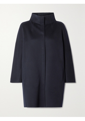 Loro Piana - Roaden Leather-trimmed Cashmere Coat - Blue - x small,small,medium,large,x large