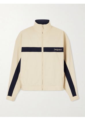 SAINT LAURENT - Embroidered Striped Cotton Jacket - Neutrals - IT34,IT36,IT38,IT40,IT42