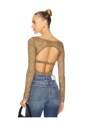 Free People x Intimately FP Perfectly Fine Bodysuit In Gothic Love in Olive. Size L. Also in M, XL.