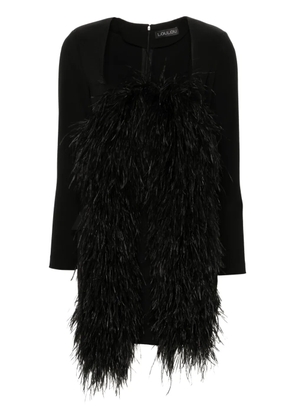 Loulou feather-trim mini dress - Black