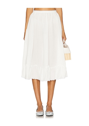 For Love & Lemons Tea Time Poplin Midi Skirt in White. Size L. Also in S.