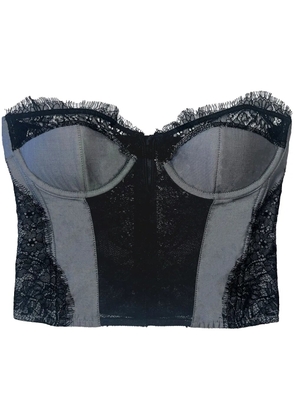 Fleur Du Mal poplin plunge bustier - Blue