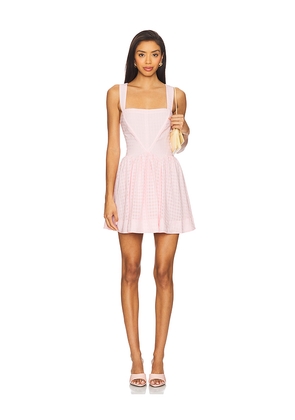 For Love & Lemons Ginny Gingham Mini Dress in Pink. Size L. Also in M, S, XS.