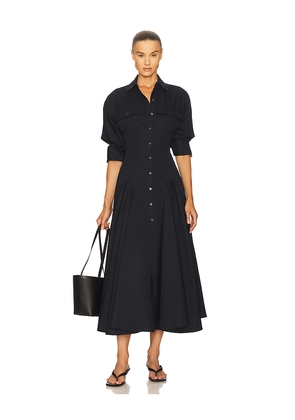 Helsa Godet Shirt Dress in Black. Size S. Also in XS, XXS.