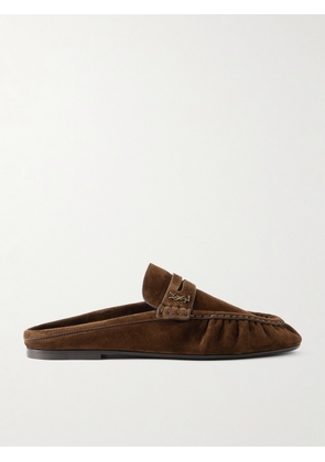 SAINT LAURENT - Le Loafer Suede Slippers - Brown - EU 36,EU 37,EU 37.5,EU 38,EU 38.5,EU 39,EU 39.5,EU 40,EU 41