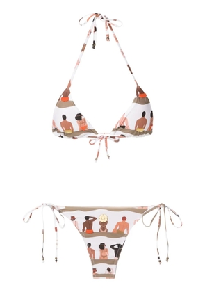 Amir Slama graphic-print halterneck two-piece bikini - Brown