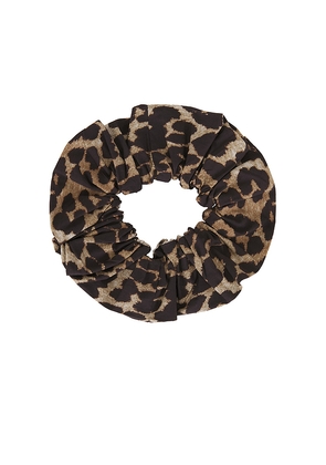 Ganni Printed Cotton Scrunchie in Brown.