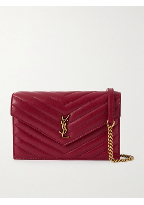 SAINT LAURENT - Cassandre Envelope Mini Matelassé Leather Shoulder Bag - Red - One size