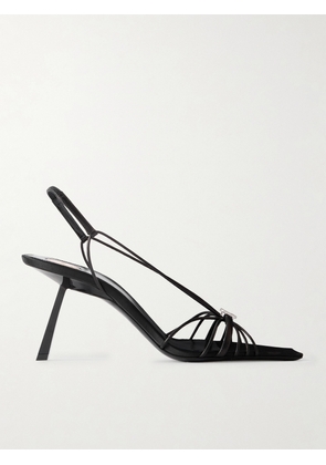 SAINT LAURENT - Jerry Logo-embellished Leather Slingback Sandals - Black - EU 37,EU 38,EU 39,EU 40
