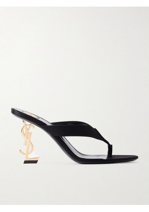 SAINT LAURENT - Opyum Embellished Satin Mules - Black - EU 36,EU 37,EU 38,EU 39,EU 40