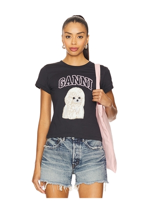 Ganni Basic Cotton Jersey Poodle Baby Fit T-shirt in Black. Size S. Also in XS.