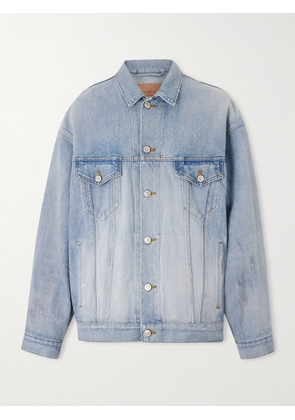Balenciaga - Oversized Distressed Printed Denim Jacket - Blue - XS,S