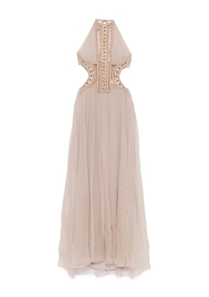 Alberta Ferretti embroidered tulle maxi dress - Neutrals
