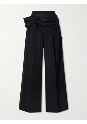 Simone Rocha - Gathered Crepe Wide-leg Pants - Black - UK 4,UK 6,UK 8,UK 10,UK 12,UK 14