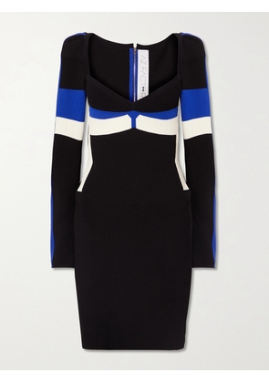 AZ FACTORY - Your Body Color-block Ribbed Stretch-knit Mini Dress - Black - XS,S,M,L,XL,XXL,XXXL