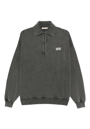 THE NEW SOCIETY logo-print long-sleeve polo top - Grey