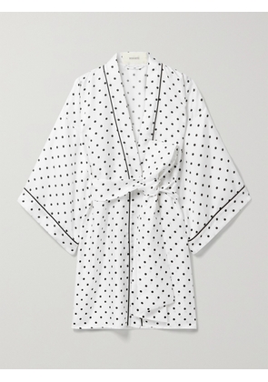 Rodarte - Belted Polka-dot Silk-twill Robe - White - One size