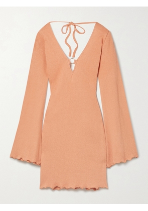 SAVANNAH MORROW THE LABEL - + Net Sustain Yara Open-back Silk And Organic Cotton-blend Mini Dress - Orange - xx small,x small,small,medium,large,x large,xx large