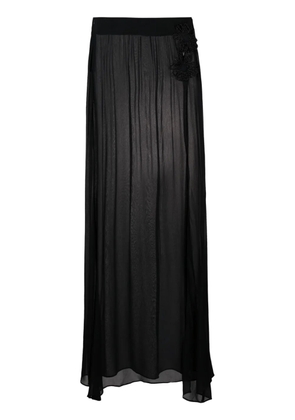 Amir Slama floral-appliqué maxi skirt - Black